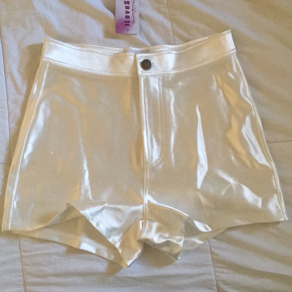 White disco shorts